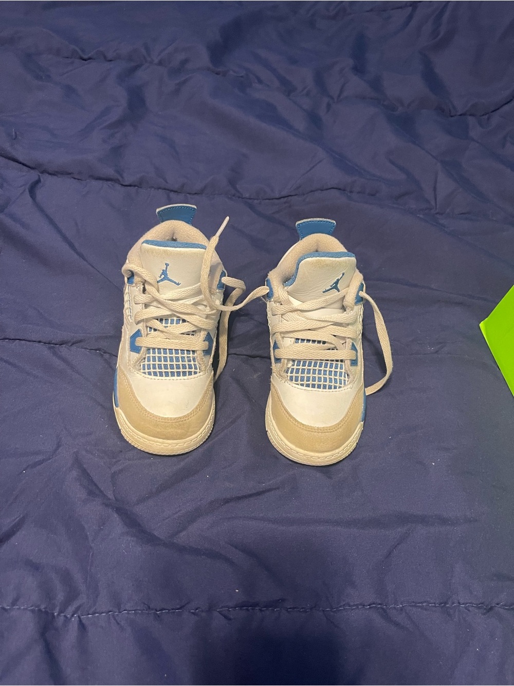 Jordan Kids White and Light Blue Retro Sneakers